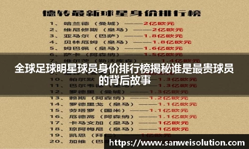 全球足球明星球员身价排行榜揭秘谁是最贵球员的背后故事